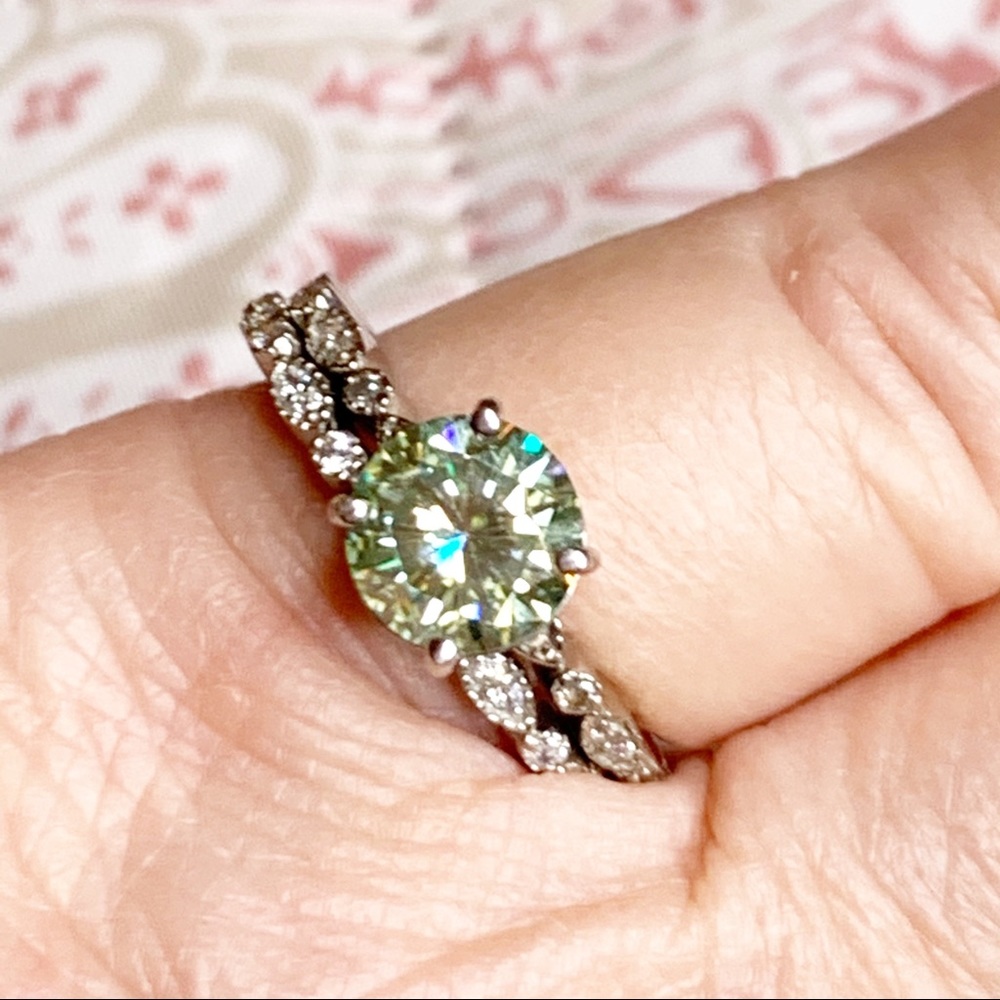 2.0 Carat Ice Blue Moissanite Bridal Set, S7